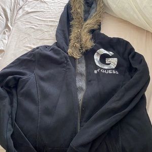 G by guess black jacket with fur hood